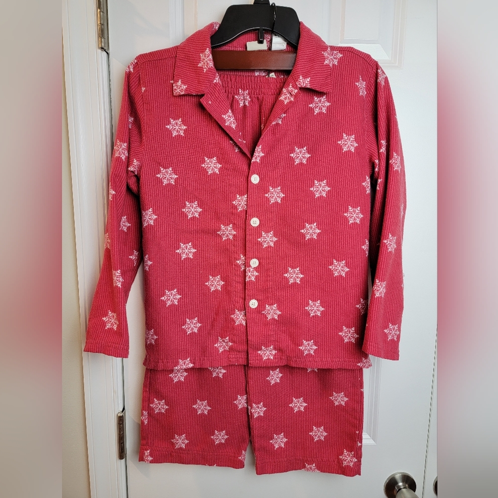L.L. Bean Red Snowflake Pajama Set Kids Small/8 Unisex